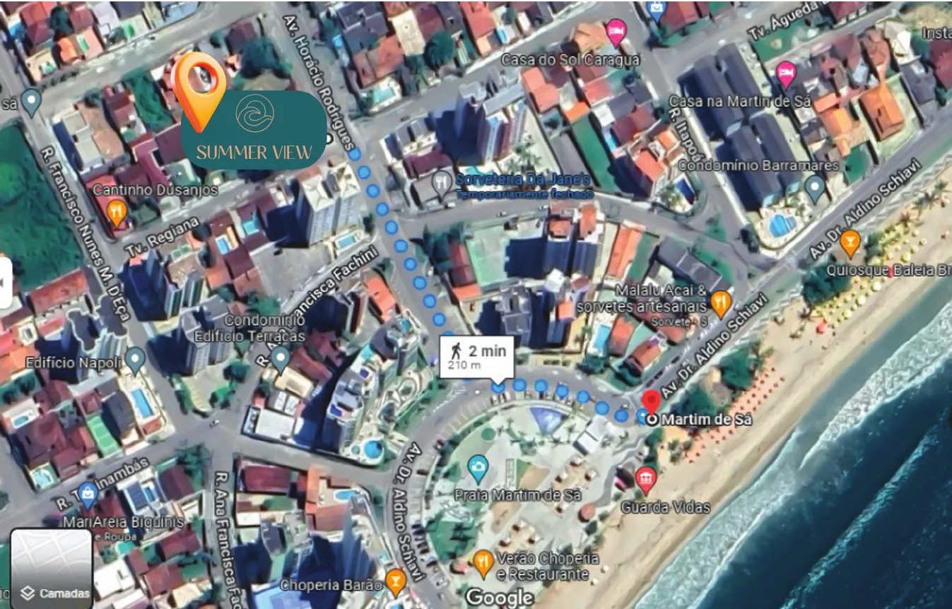 Mapa: Summer View a 210 metros da Praia Martim de Sá